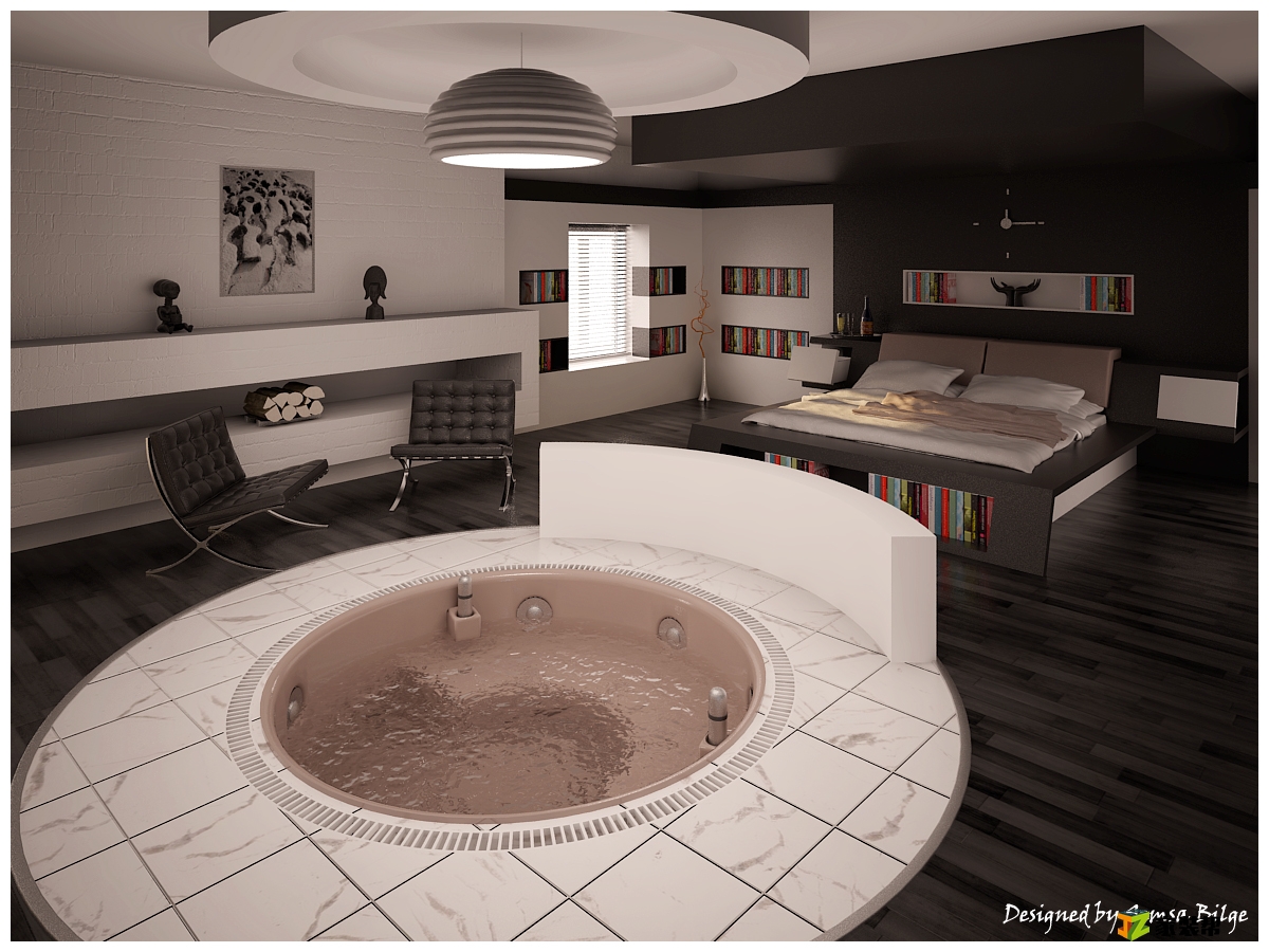 卧室，浴缸可视化由Semsa。
